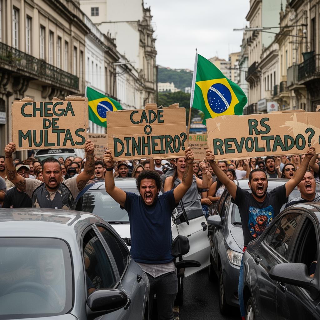 Motoristas gaúchos protestando contra multas em Porto Alegre